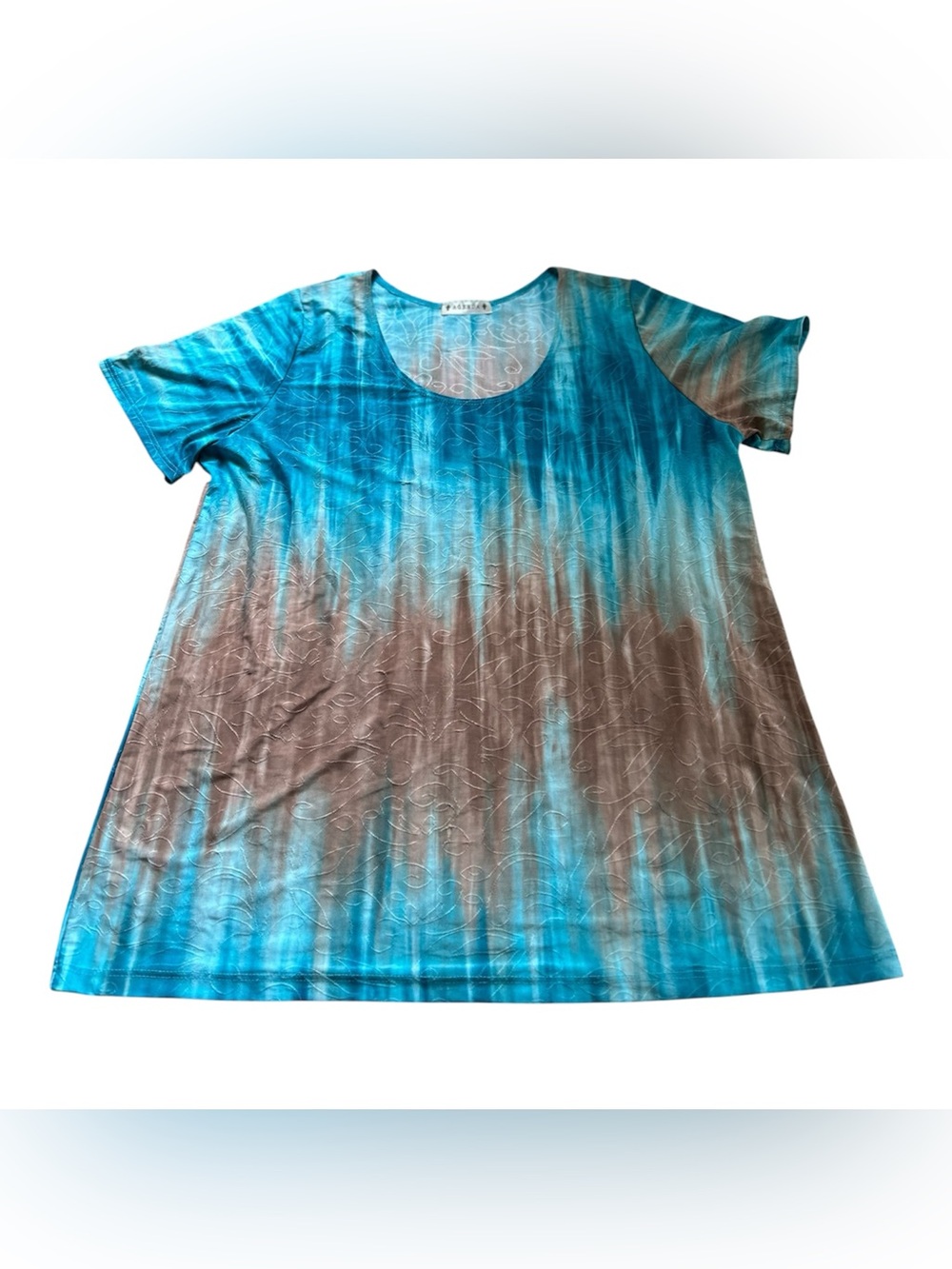 🆕Agenda Blue and Brown Tie-Dye Short Sleeve Top